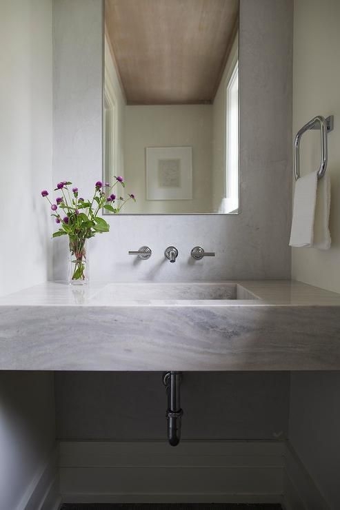 Minimalist Marble Floating Sink Vanity Design