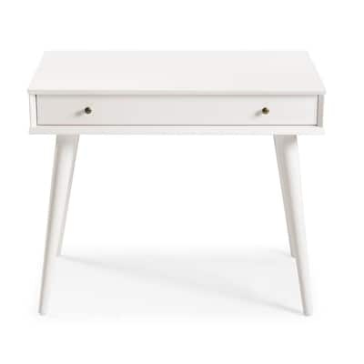 Minimalist White Secretary Desk with Storage Drawer