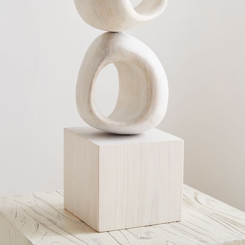 Minimalist White Wooden Abstract Floor Sculpture