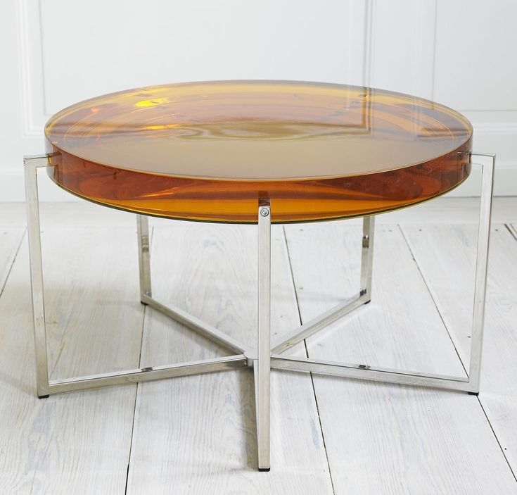 Modern Amber Glass Round Coffee Table