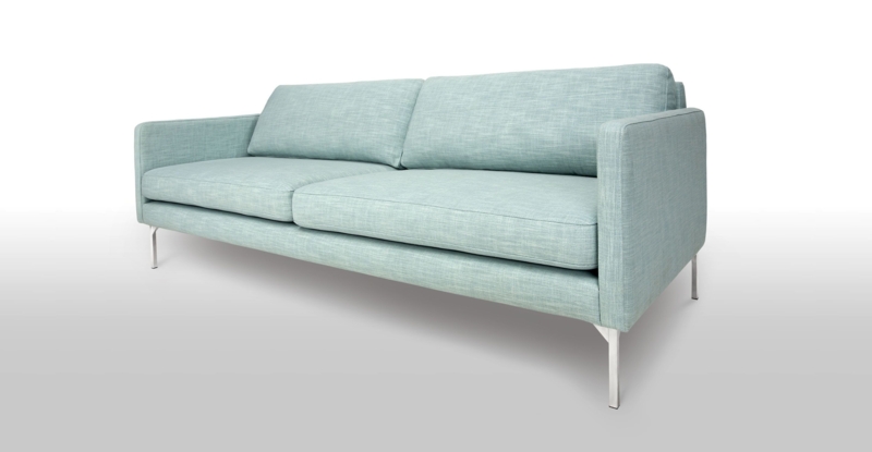Modern Aqua Blue Sofa with Sleek Metal Legs