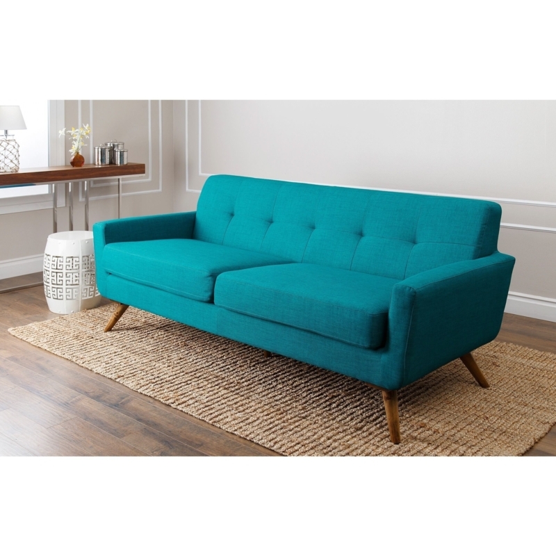 Modern Aqua Sofa with Mid-Century Design