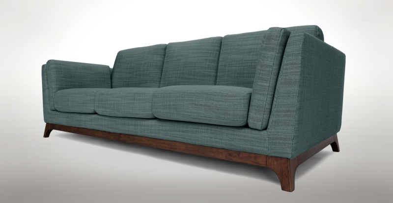 Modern Aqua Sofa with Wooden Base Design