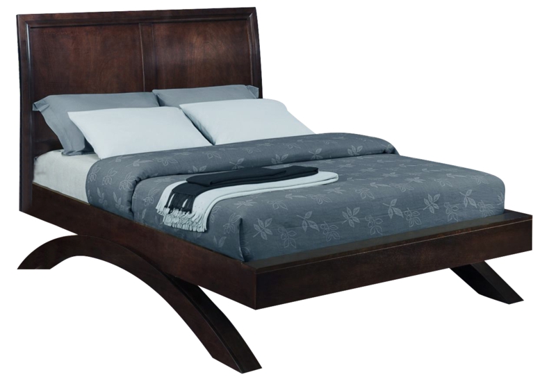 Modern Arch Design Queen Bed in Rich Brown Wood
