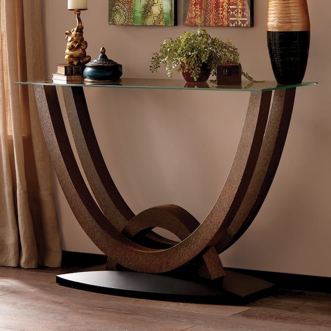 Modern Arched Console Table with Glass Top