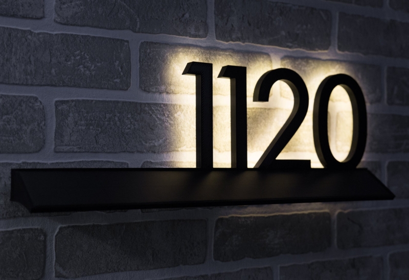 Modern Backlit Solar LED House Numbers Sign