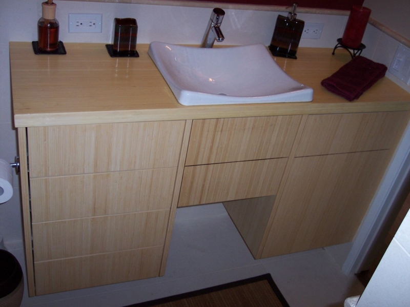 Modern Bamboo Bathroom Vanity with Vessel Sink