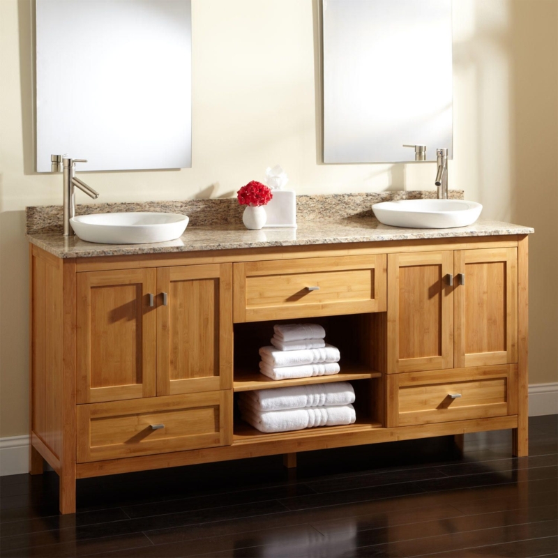 Modern Bamboo Vanity with Granite Countertop