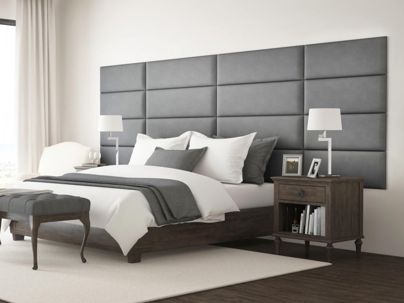 Modern Bedroom with Large Upholstered Headboard