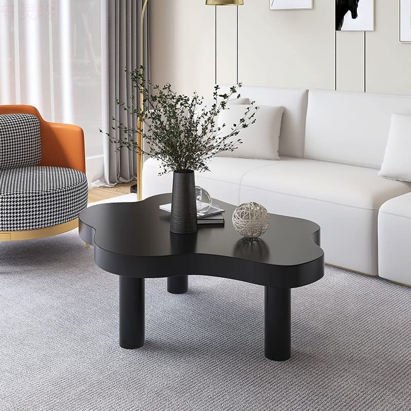 Modern Black Amoeba Shape Asymmetrical Coffee Table