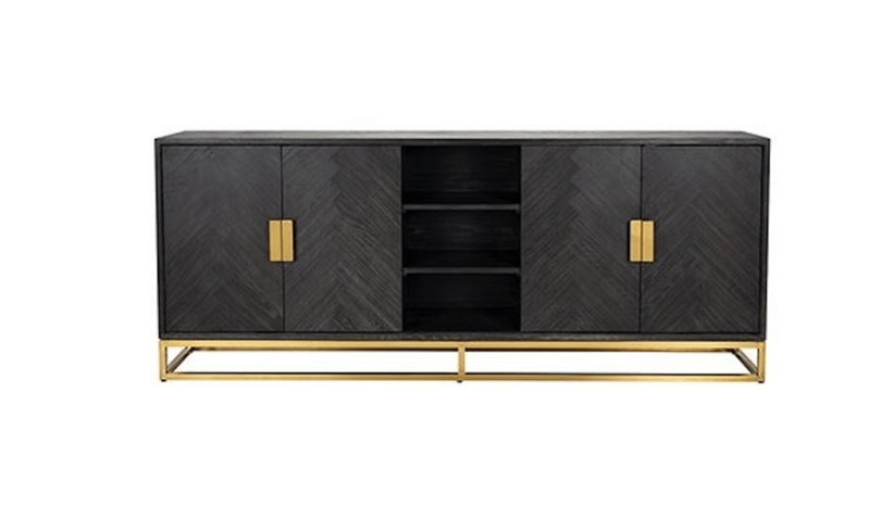 Modern Black and Gold Four-Door Sideboard