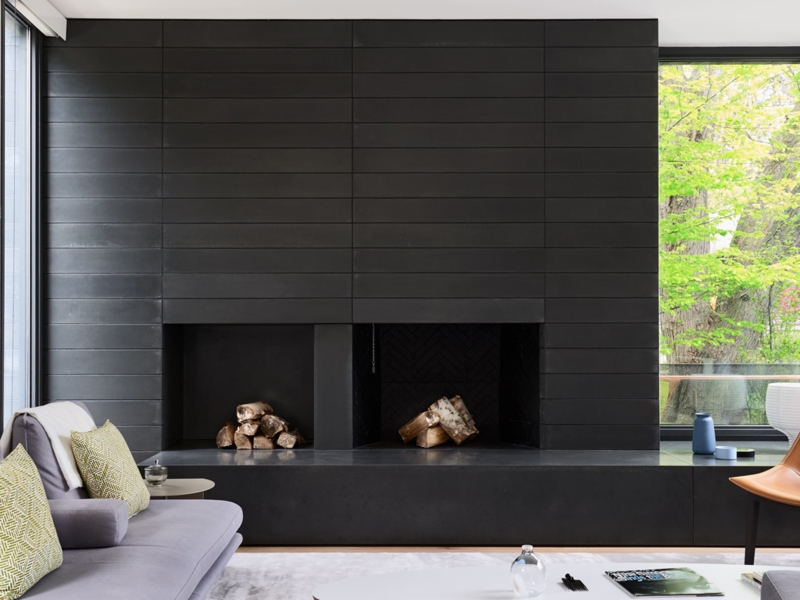 Modern Black Concrete Fireplace Wall Panels