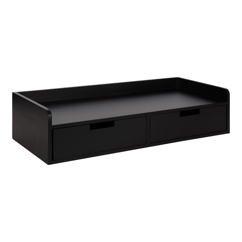 Modern Black Floating Shelf with Drawers