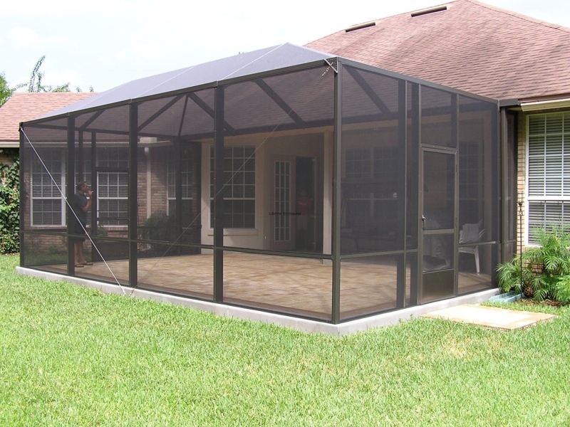 Modern Black Frame Screened Lanai Patio Design