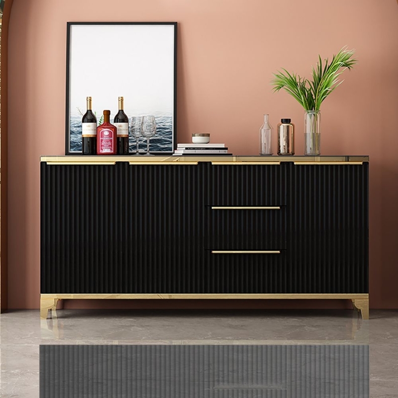 Modern Black Sideboard with Gold Accents