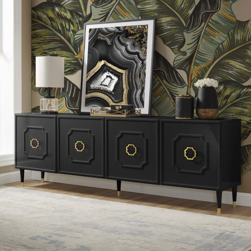 Modern Black Sideboard with Gold Accents