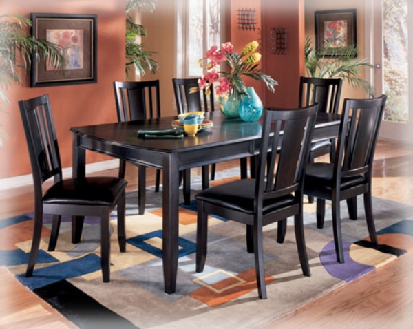 Modern Black Wood Dining Set with Upholstered Chairs