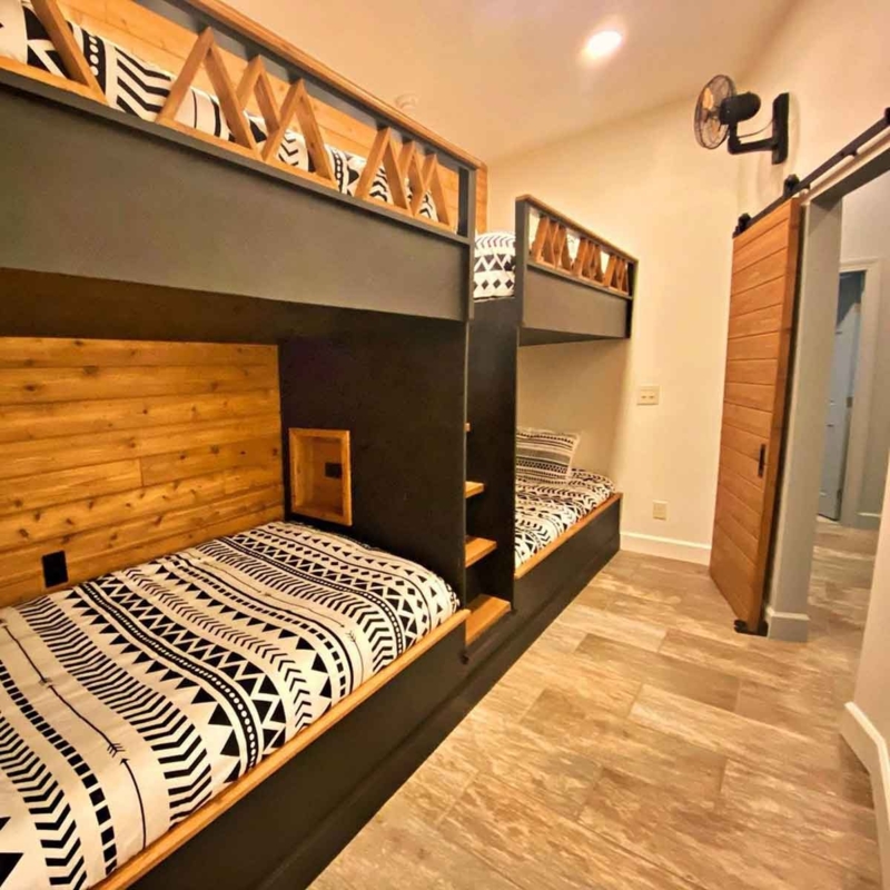 Modern Cabin Style Black and Wood Bunk Beds