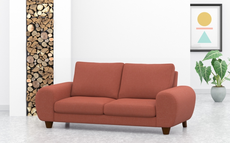 Modern Coral Sofa with Rounded Armrests