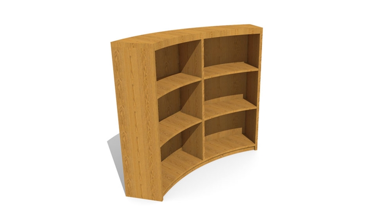 Modern Curved Wooden Shelving Unit Design