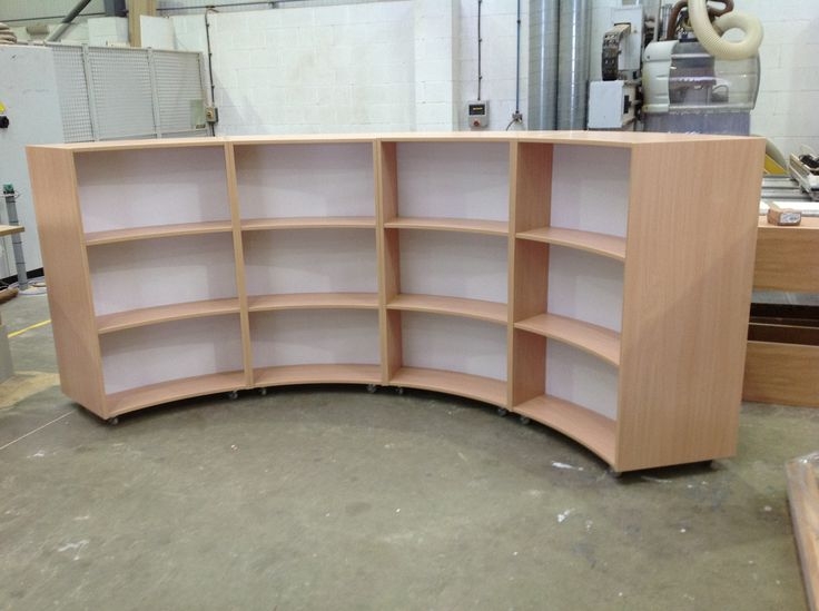 Modern Curved Wooden Shelving Unit with Storage