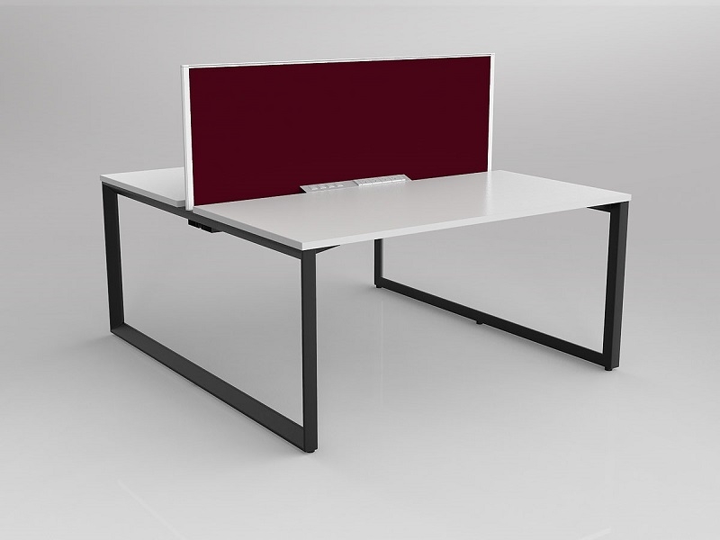Modern Double-Sided Shared Desk with Privacy Screens