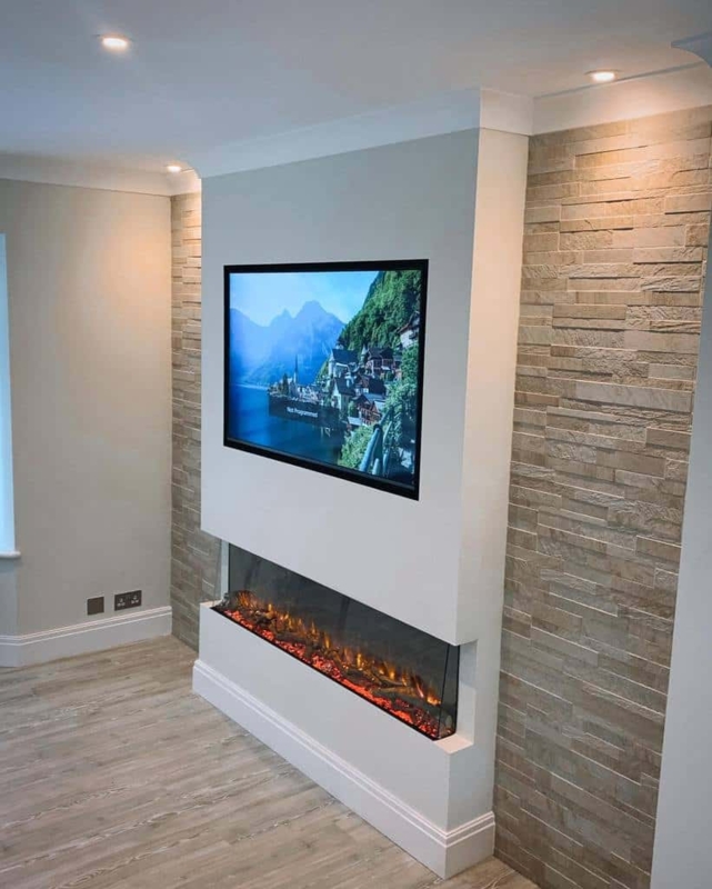Modern Electric Fireplace with Built-In TV Wall