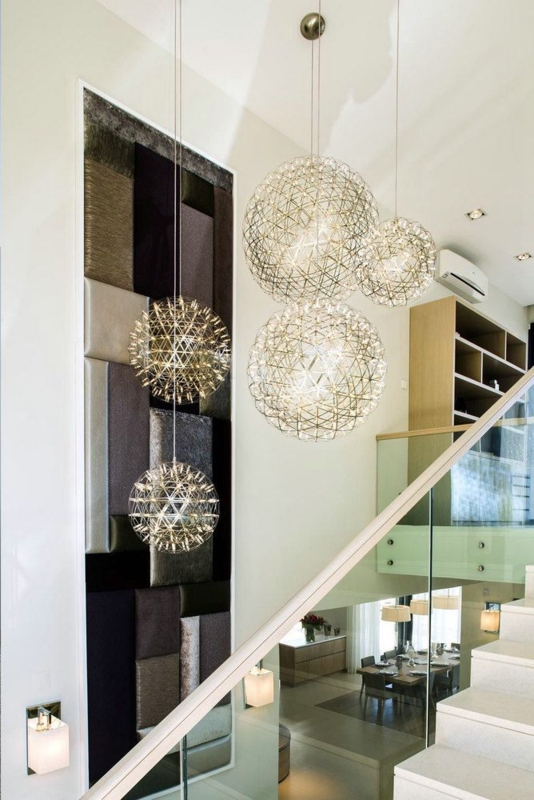 Modern Geometric Pendant Lights for Stairwells