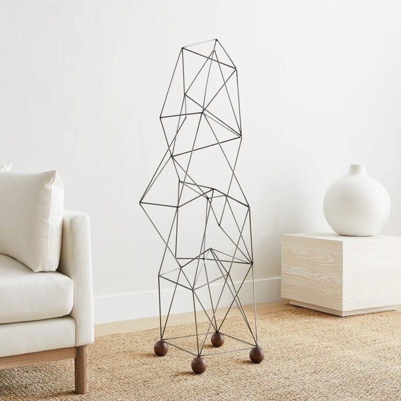 Modern Geometric Wire Floor Sculpture Decor