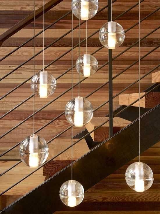 Modern Glass Globe Pendant Lights for Stairwell