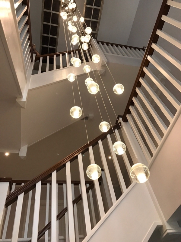Modern Glass Orb Pendant Lighting for Staircases