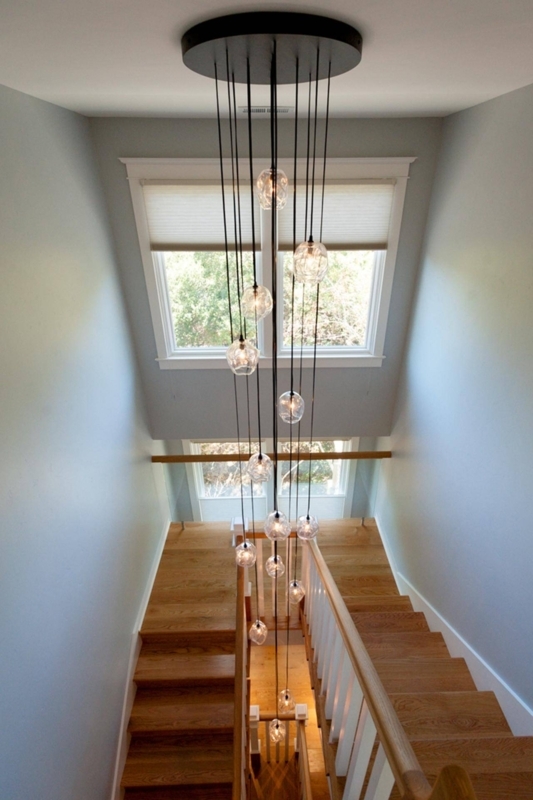 Modern Glass Pendant Lights for Stairwell Design
