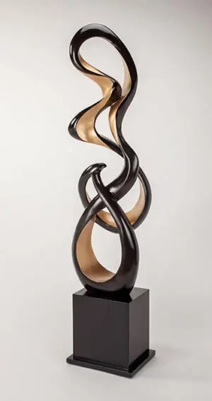 Modern Gold and Black Abstract Floor Sculpture