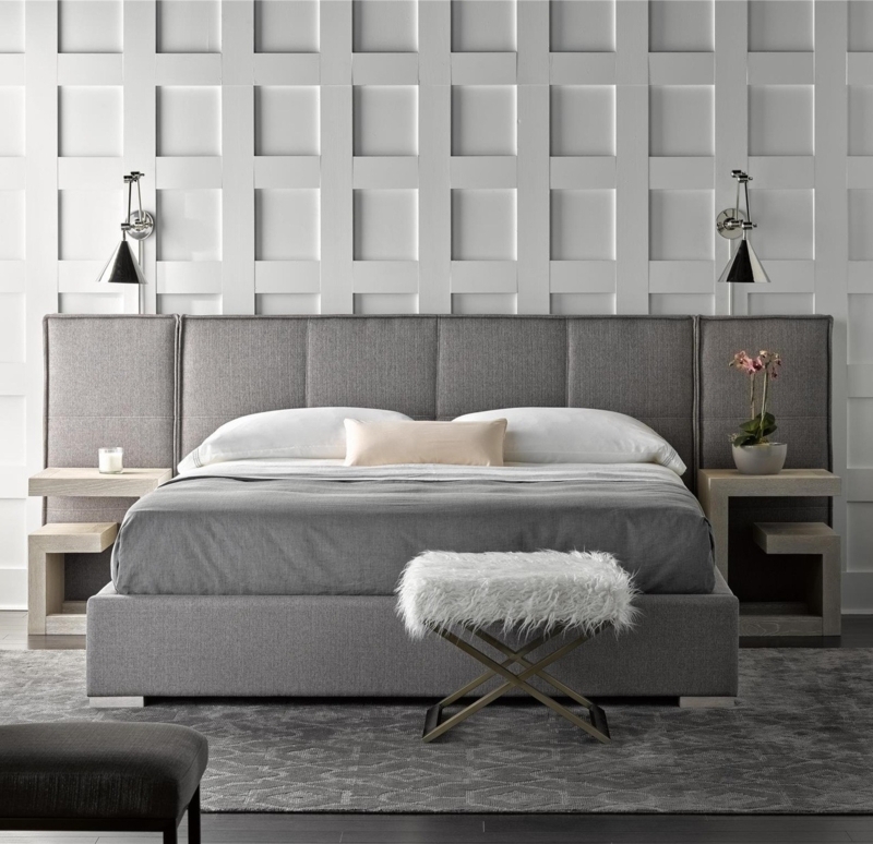 Modern Gray Upholstered King Platform Bed