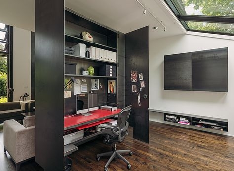 Modern Hidden Desk with Compact Home Office Setup
