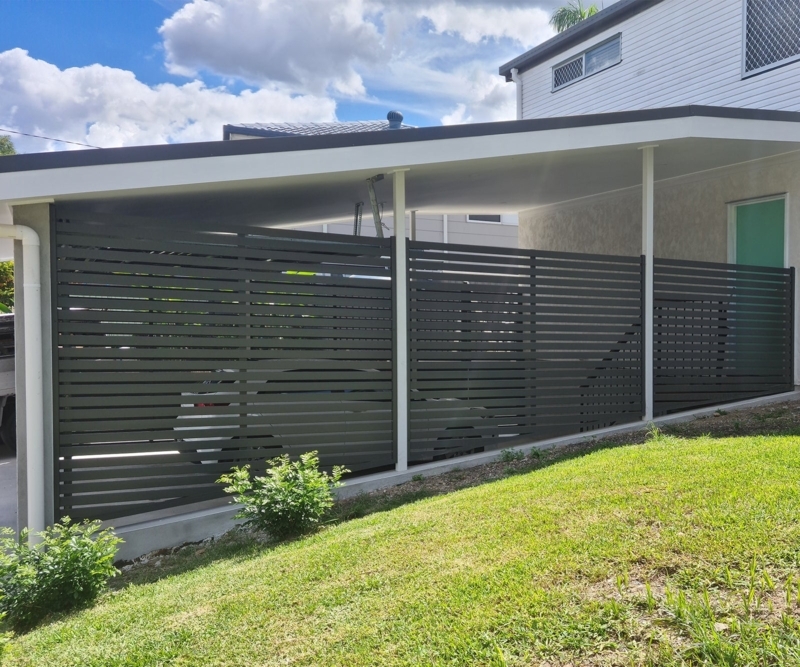 Modern Horizontal Slat Carport Privacy Screens