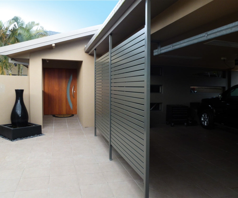 Modern Horizontal Slat Carport Privacy Screens