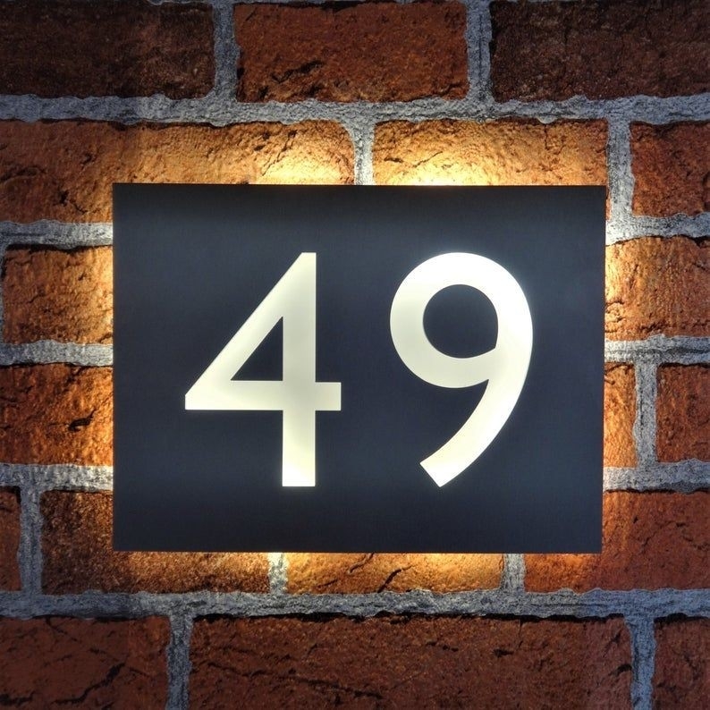 Modern Illuminated Solar Powered House Number Sign