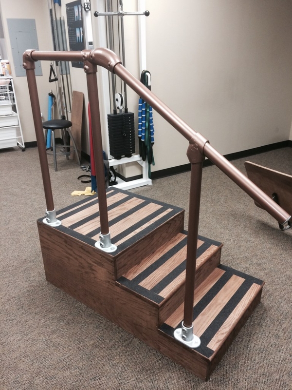 Modern Industrial Stair Railing with Wood Steps