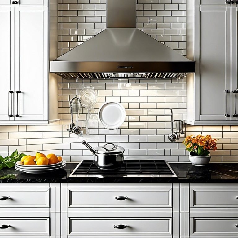 Modern Kitchen with Vertical Subway Tile Backsplash