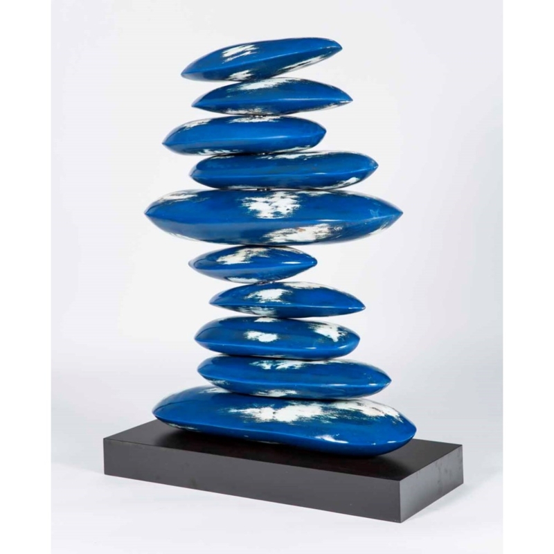 Modern Large Cobalt Blue Stacked Rock Sculpture