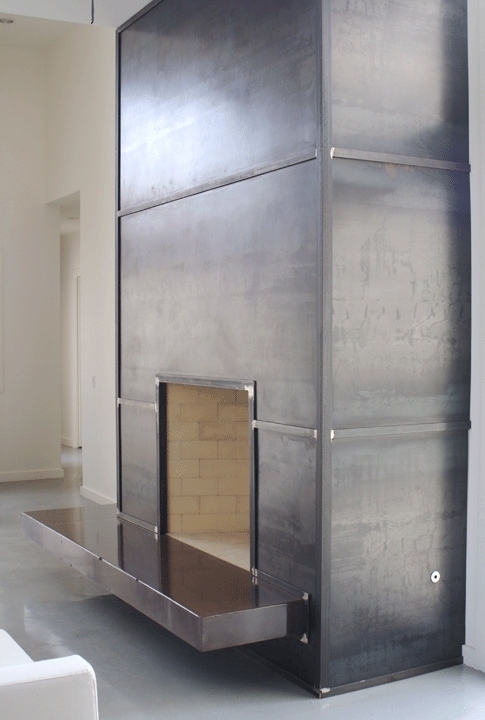 Modern Metal Fireplace with Sleek Wall Panels