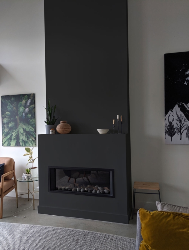 Modern Minimalist Dark Fireplace Feature Wall