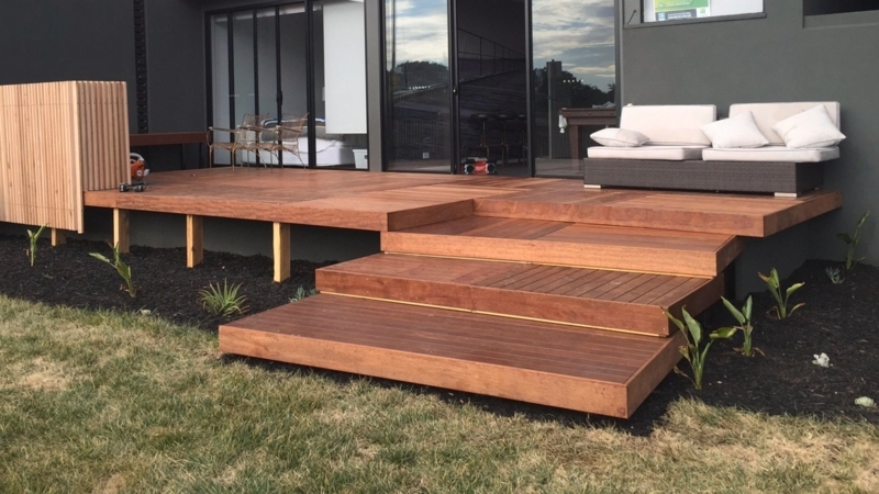 Modern Multi-Level Modular Wooden Deck with Seating