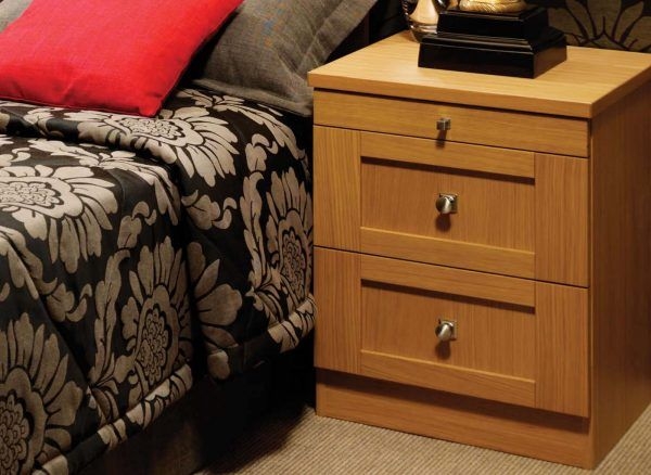 Modern Oak Bedside Table with Storage Drawers