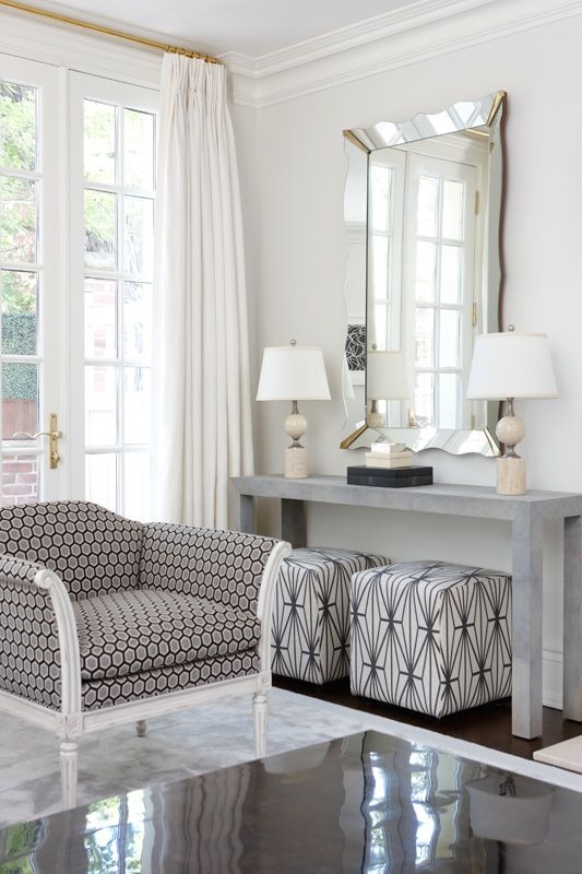Modern Ottomans Under Console Table Ideas