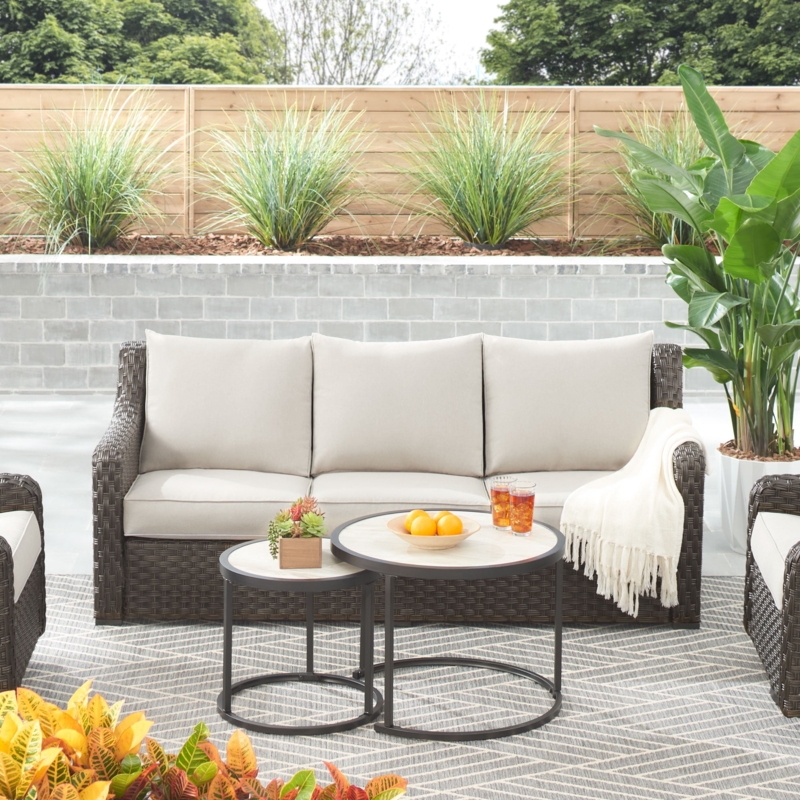 Modern Outdoor Sofa and Nesting Tables Set