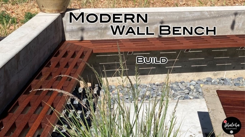 Modern Outdoor Wall Bench with Wooden Slats