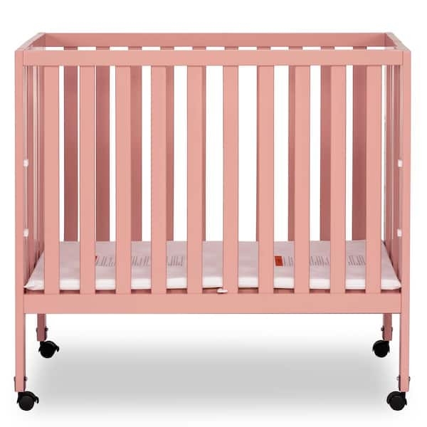 Modern Pink Adjustable Baby Crib with Wheels