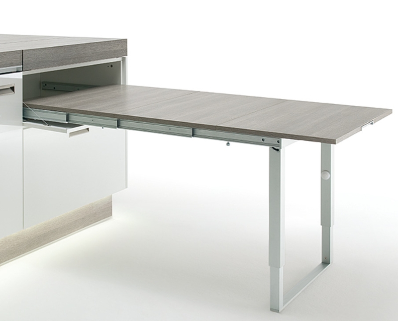 Modern Pull-Out Folding Table with Adjustable Leg